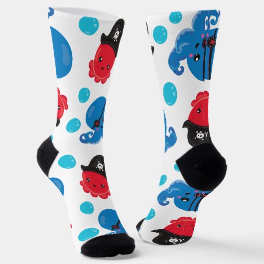 Piratenktopus, Octopusmuster, Meerestiere Socken (Gewinkelt)