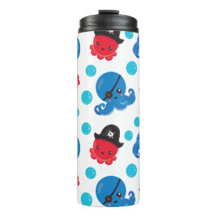Piratenktopus, Octopusmuster, Meerestiere Thermosbecher