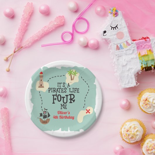 Piratenleben VIER MICH 4. Geburtstag Pappteller (Party)