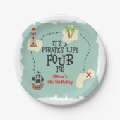 Piratenleben VIER MICH 4. Geburtstag Pappteller (Vorderseite)