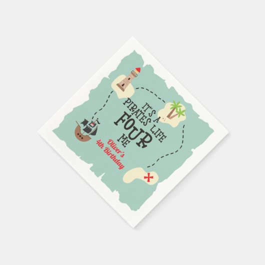 Piratenleben VIER MICH 4. Geburtstag Serviette (Ecke)