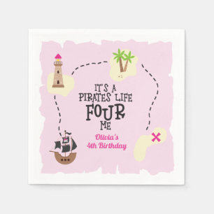 Piratenleben VIER MICH Rosa Geburtstag Serviette