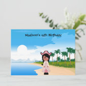 Piratenmädchen Einladungen zum Geburtstag (Stehend Vorderseite)