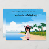 Piratenmädchen Einladungen zum Geburtstag (Vorne/Hinten)