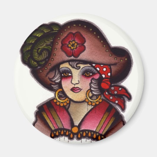 Piratenmädchen Magnet (Vorne)