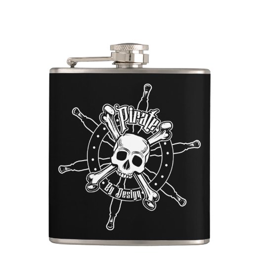 Piratenmasken - Stahl Flachmann (Vorderseite)