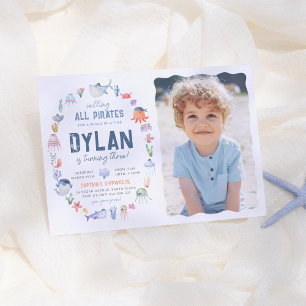 Piratenmeer unter dem Foto der Seeboys zum Geburts Einladung