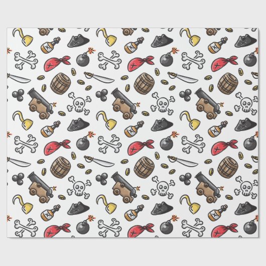 Piratenmuster Geschenkpapier (Flach)