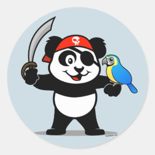 Piratenpanda Runder Aufkleber
