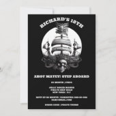 Piratenpartei Schwarz-weiße Schädelflagge Einladung (Vorderseite)