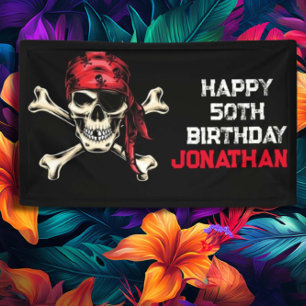 Piratenparty für Erwachsene mit Totenkopf Banner