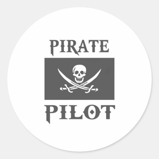 Piratenpilot Runder Aufkleber (Vorderseite)