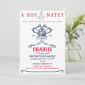 Piratenpink Geburtstagsparty Einladung (Stehend Vorderseite)