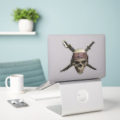 Piratenschädel Aufkleber (Laptop auf Schreibtisch)