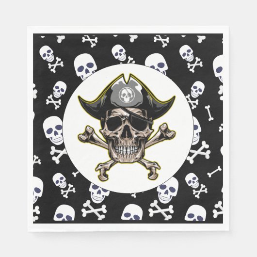 Piratenschädel BIRTHDAY Serviette (Vorderseite)