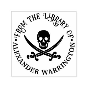 Piratenschädel gekreuzte Schwerter Goth Bibliothek Permastempel