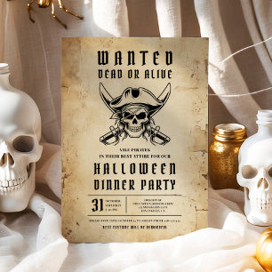 Piratenschädel-Halloween-Abendparty Einladung