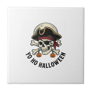 Piratenschädel Halloween Vintage Gravur Weiße Shi Fliese