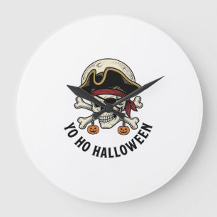 Piratenschädel Halloween Vintage Gravur Weiße Shi Große Wanduhr
