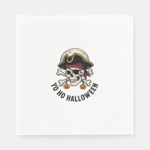 Piratenschädel Halloween Vintage Gravur Weiße Shi Serviette
