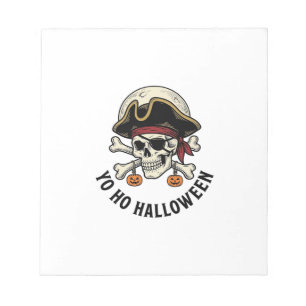Piratenschädel Halloween Vintage Gravur Weißes Hem Notizblock