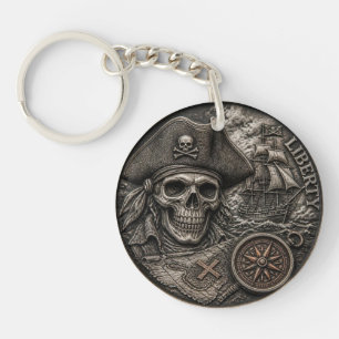 Piratenschädel-Hobo-Nickel-Münze Schlüsselanhänger