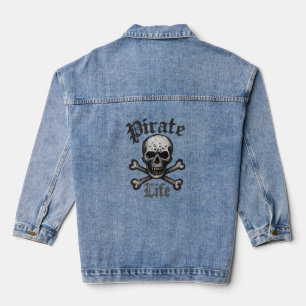 Piratenschädel & Knochen Grunge-Design Jeansjacke