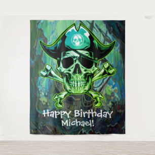 Piratenschädel-Kreuzknochen-Kulisse Wandteppich