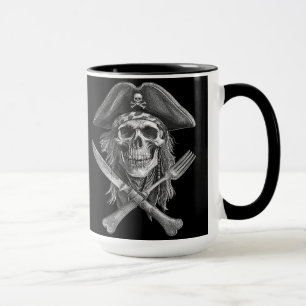 Piratenschädel mit Crossed Knife und Gabel für das Tasse