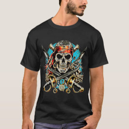 Piratenschädel mit gekreuzten Schwertern T-Shirt