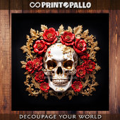 Piratenschädel mit roten Blume Seidenpapier