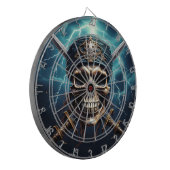 Piratenschädel mit Schwertern Dartboard Dartscheibe (Vorderseite Links)