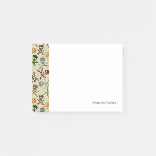 Piratenschädel mit überlaufenen Schwertern Post-it Klebezettel (Vorderseite)