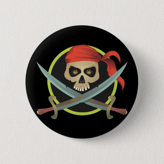 Piratenschädel mit überquerten Schwertern Button (Vorderseite)