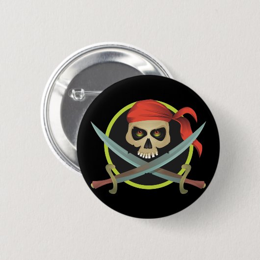 Piratenschädel mit überquerten Schwertern Button (Vorne & Hinten)