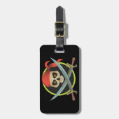 Piratenschädel mit überquerten Schwertern Gepäckanhänger (Vorderseite vertikal)