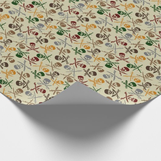 Piratenschädel mit überquerten Schwertern Geschenkpapier (Ecke)