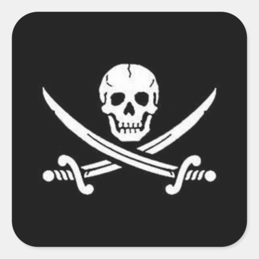 Piratenschädel mit überquerten Schwertern Quadratischer Aufkleber (Vorderseite)