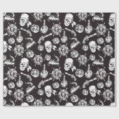 Piratenschädel Schwarz-weiß Geschenkpapier (Flach)