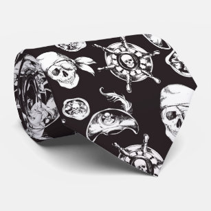 Piratenschädel Schwarz-weiß Krawatte