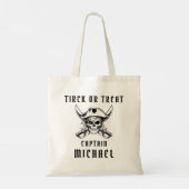 Piratenschädel Süßes oder Saures Frohes Halloween Tragetasche (Rückseite)