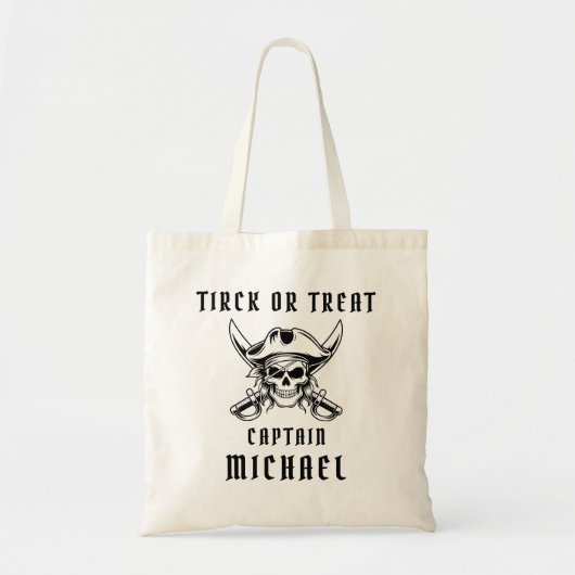 Piratenschädel Süßes oder Saures Frohes Halloween Tragetasche (Vorne)