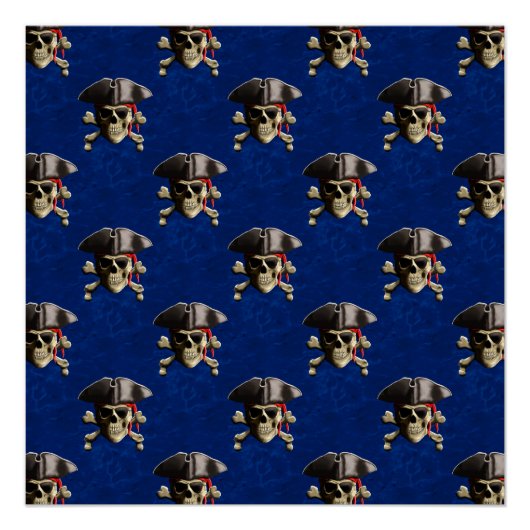 Piratenschädel und -hut poster (Vorderseite)