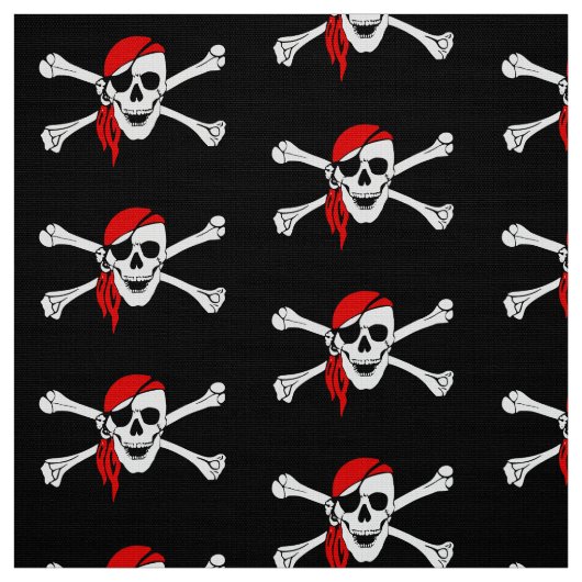 Piratenschädel und Knochen Schwarz Stoff (Muster)