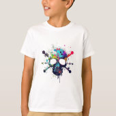Piratenschädel und Kreuzknochen explodieren Farbe T-Shirt (Vorderseite)