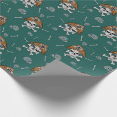 Piratenschädel und Kreuzknochen Grün Geschenkpapier (Ecke)