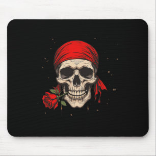 Piratenschädel und Kreuzknochen Hand Rote Blume fü Mousepad
