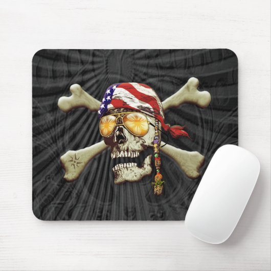 Piratenschädel und Kreuzknochen Mousepad (Mit Mouse)