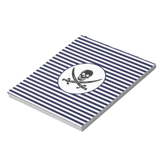 Piratenschädel und Kreuzknochen Notizblock (Rotiert)