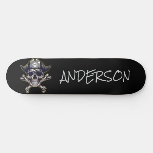 Piratenschädel und Kreuzknochen Personalisiert Skateboard (Horizontal)